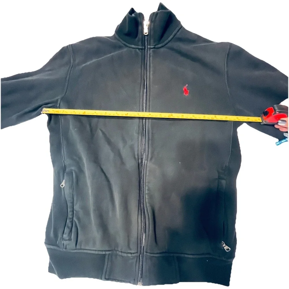 Polo Ralph Lauren Track Jacket‎ Mens Small Black Full Zip Red Pony Logo Cotton
